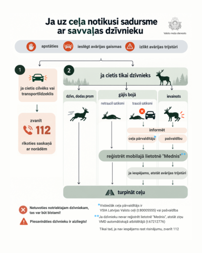 Savvaļas dzīvnieks uz ceļa