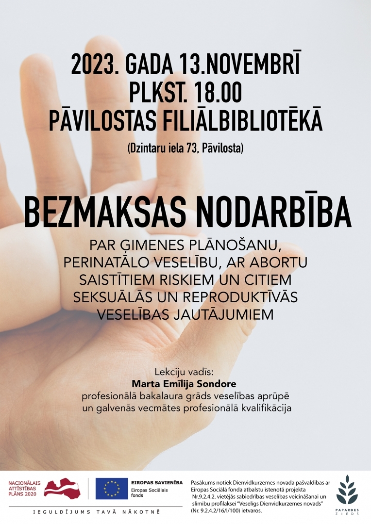 Pāvilostas bezmaksas nodarbība