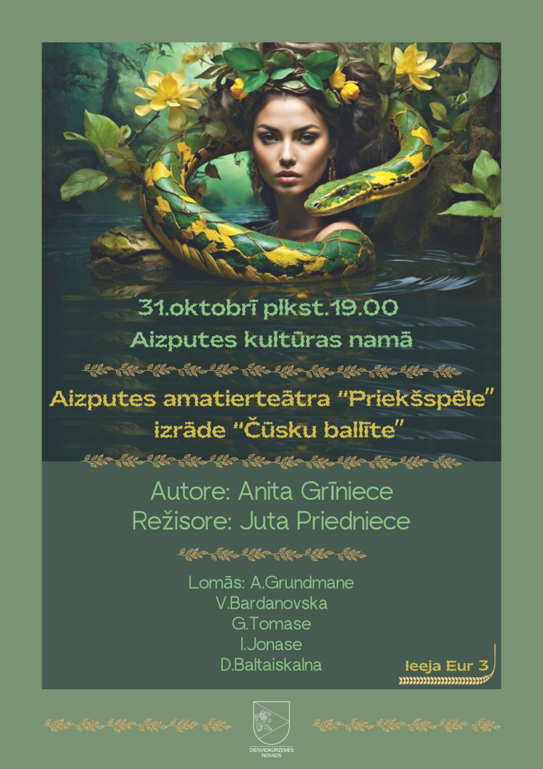 Aizputes amatierteātra “Priekšspēle” izrāde “Čūsku ballīte”