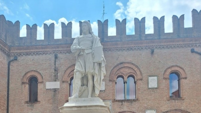 1.attēls. Tikšanās pie Cento pašvaldības pamatēkas